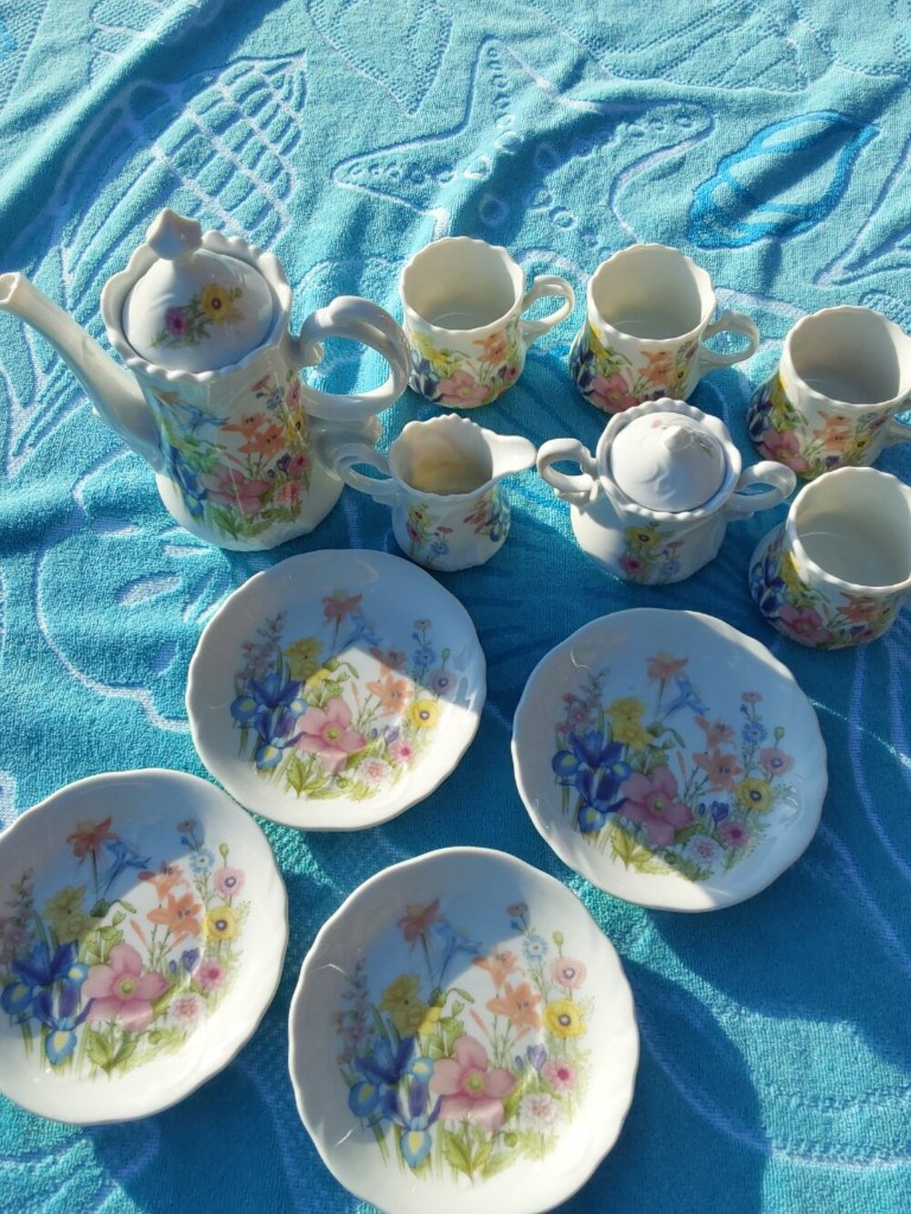 VINTAGE HAND PAINTED FLORAL TEA SERVING SET - Picture 14 of 16